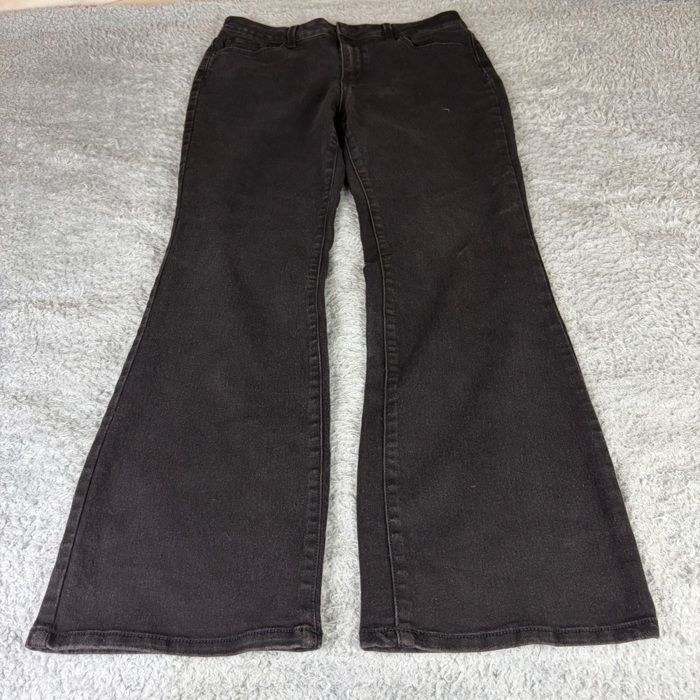 No Boundaries Womens Flare Jeans Washed Black High Rise Denim Size 13